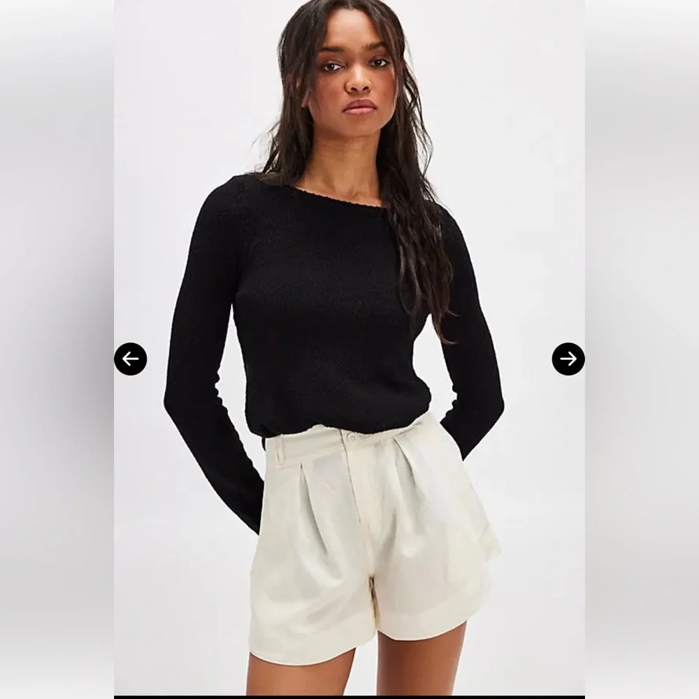 FREE PEOPLE Marina Tailored Trouser Shorts - Optic White Size 8 NWOT Retail $88 - Picture 3 of 7